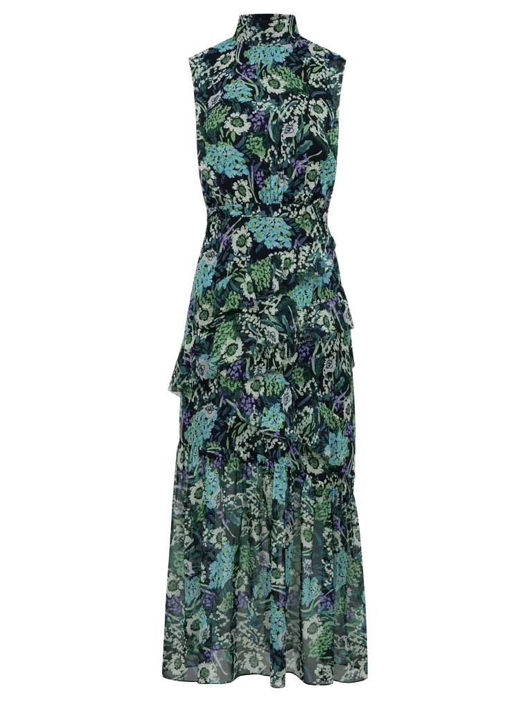 Fleur Ruffle Dress in Silva Fern
