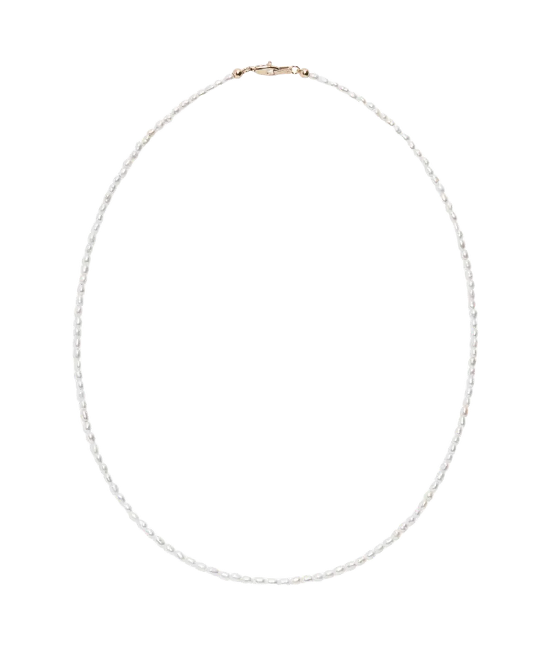 Tiny Beaded Necklace in Pearl