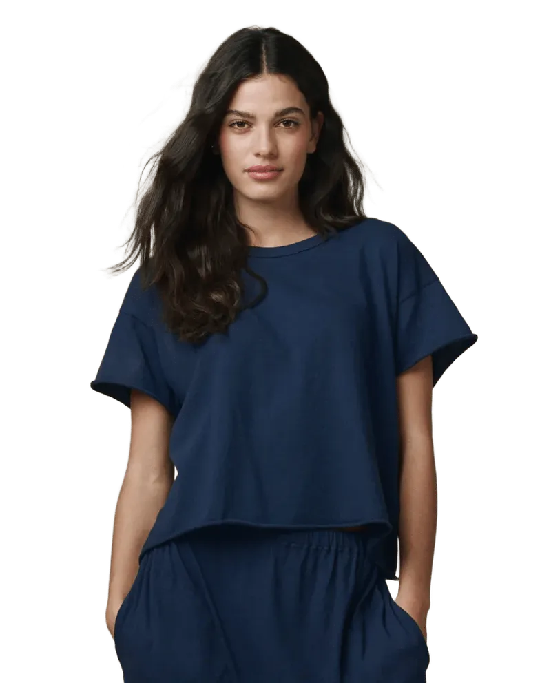 The Crop Tee. Solid -- True Navy