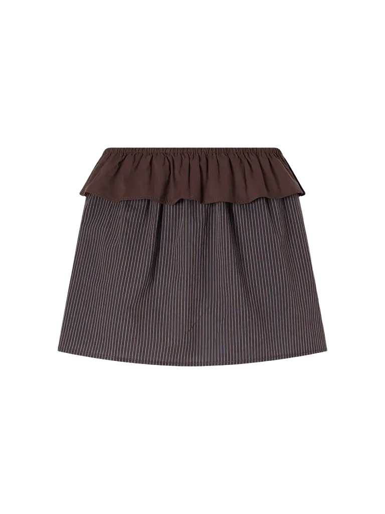 Flounce striped-organic cotton mini skirt