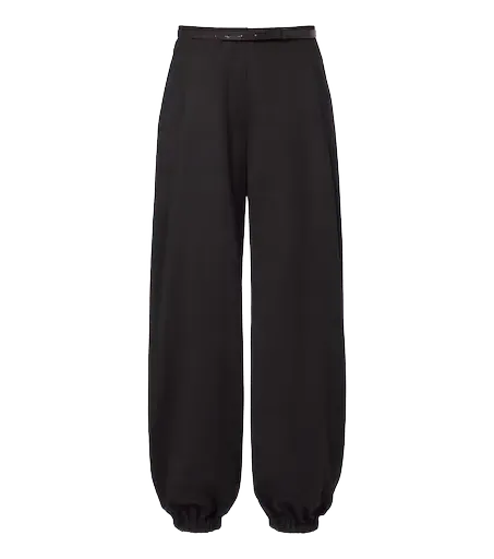 Belted wool-blend wide-leg pants