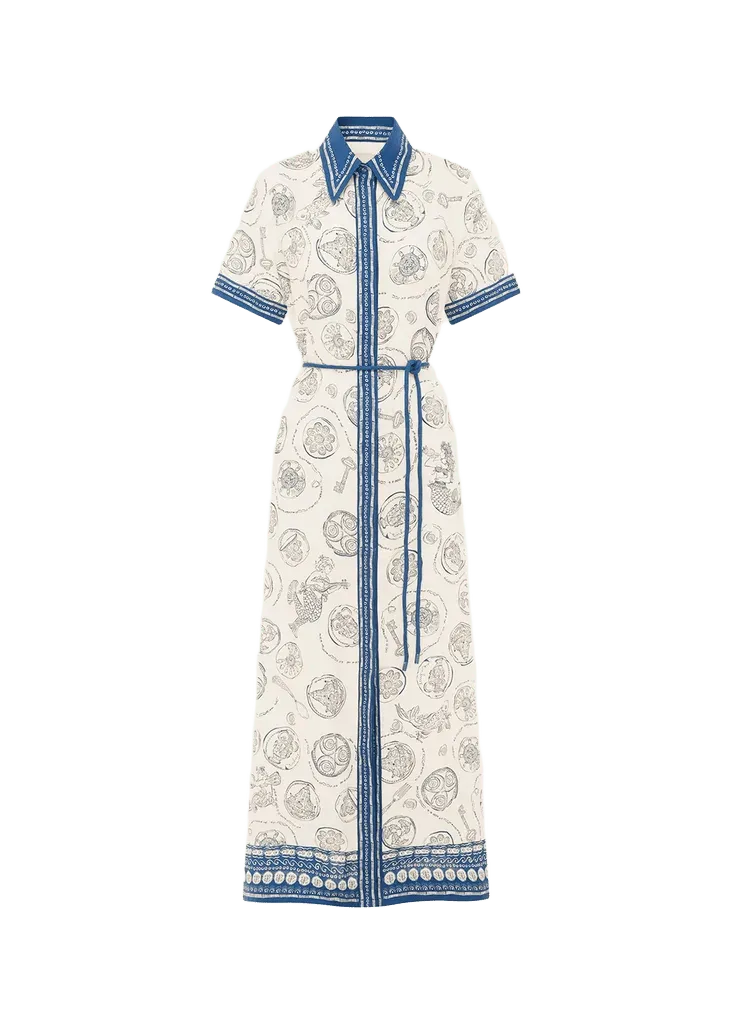 Lucky Printed Linen Maxi Shirtdress