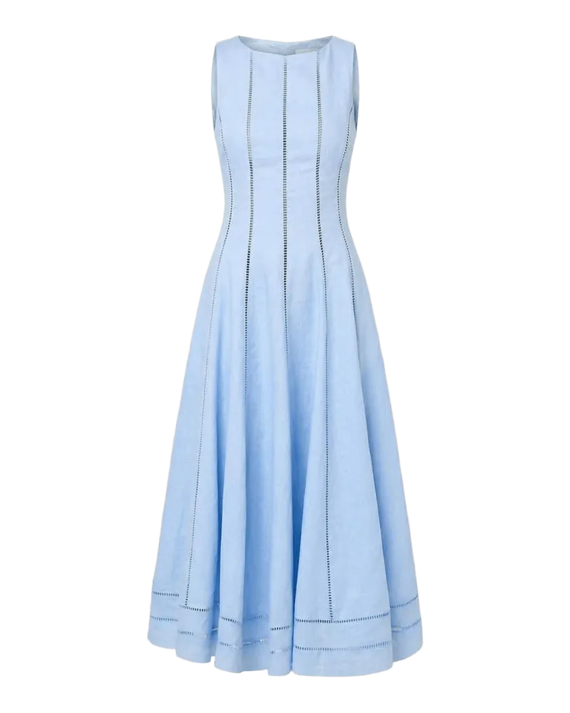 Lark Linen Lattice-Trim Midi Dress