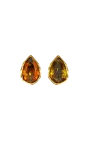 Fancy Color Diamond Petite Pear Hammered Bezel Studs