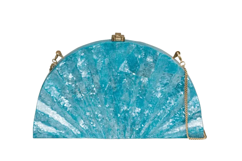 FANDANGO Aquamarine Shell Clutch