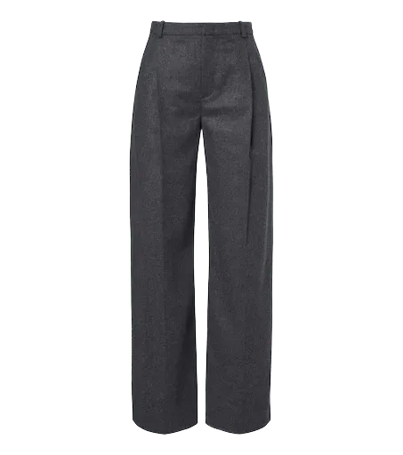 Camille wool-blend flannel wide-leg pants