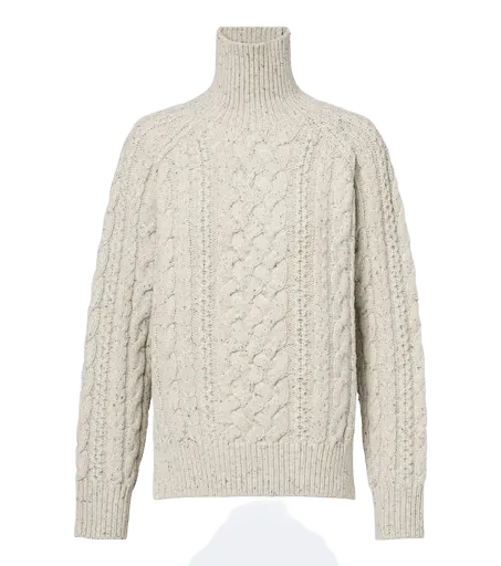 Cable-knit wool turtleneck sweater