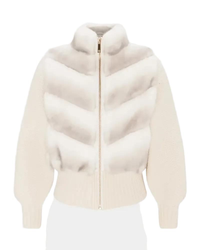 Faux-Fur Mink Jacket With Wool Knit Sleeves