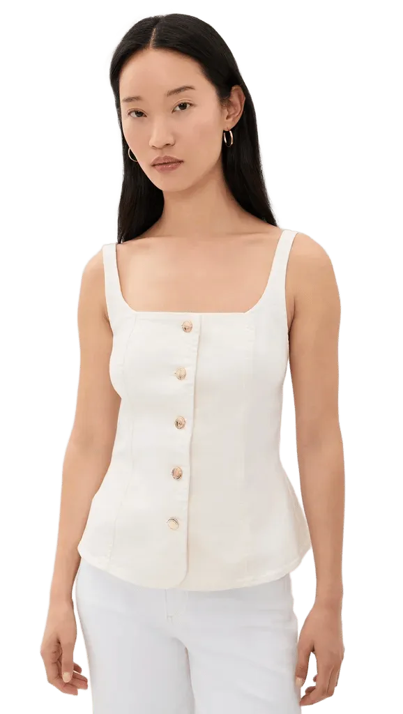 Sleeveless Denim Button Front Top