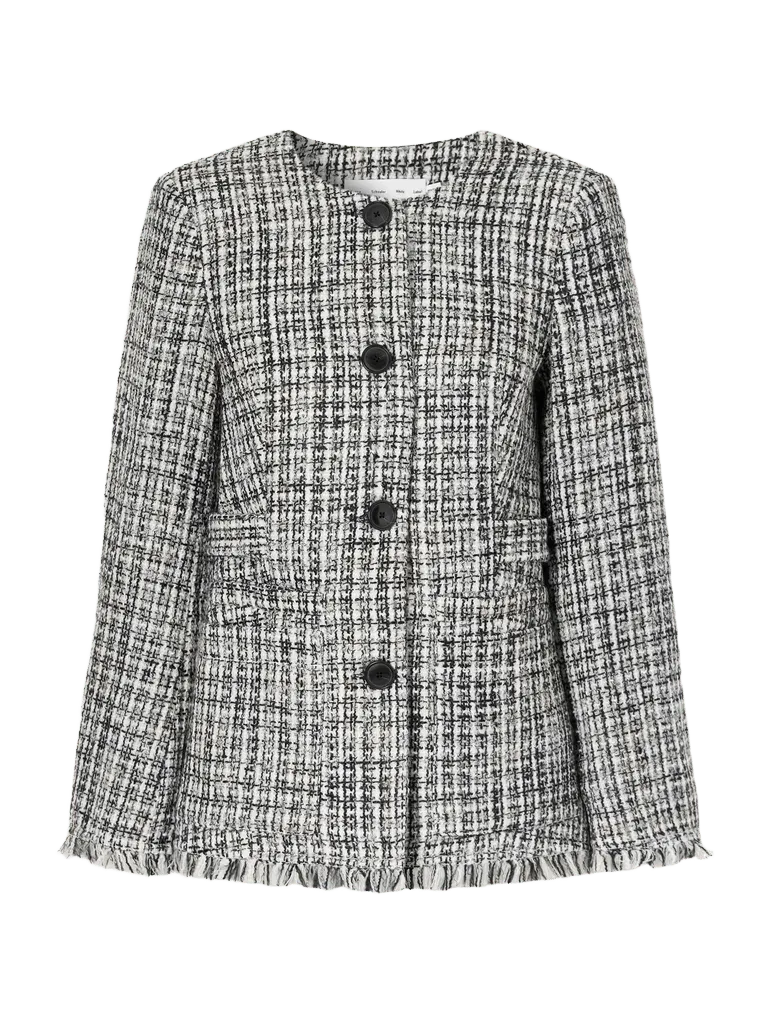 Aurelia fringed checked tweed jacket