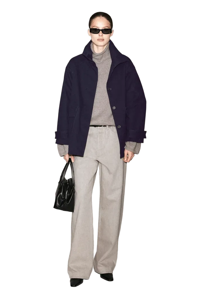 COTTON-TWILL MOCK-NECK JACKET