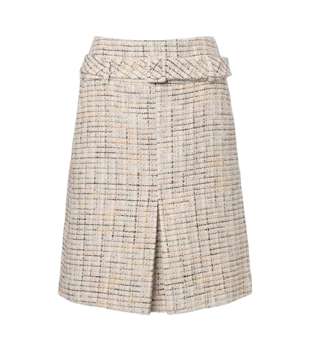 Belted checked cotton-blend miniskirt