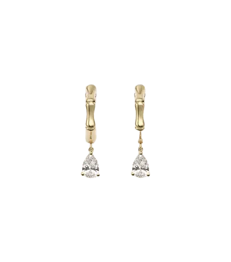 Bamboo Small 18kt gold huggie earrings with diamonds