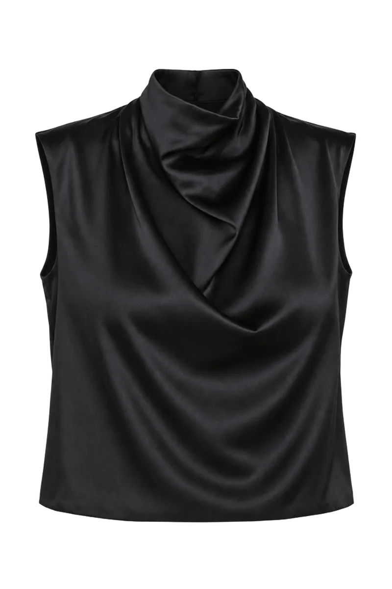 By Anthropologie Stretch Silk Cowl-Neck Top