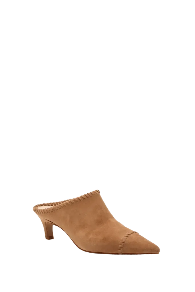 Camel Suede Whipstitch Kathryn Mules