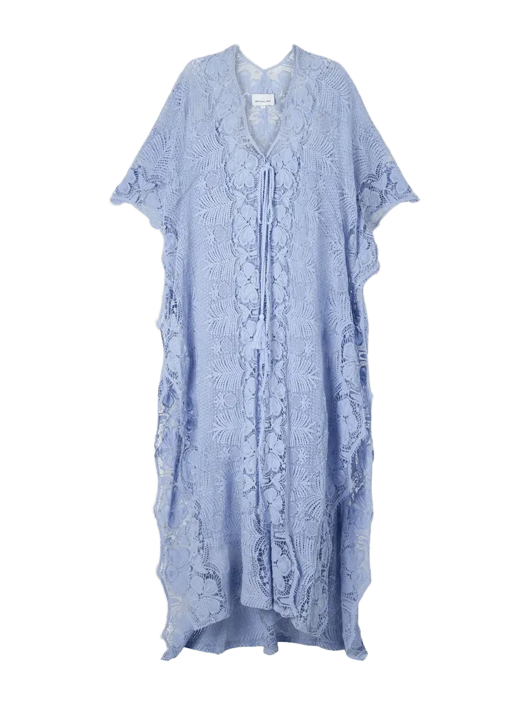 Valentina cotton-lace kaftan - blue - One Size