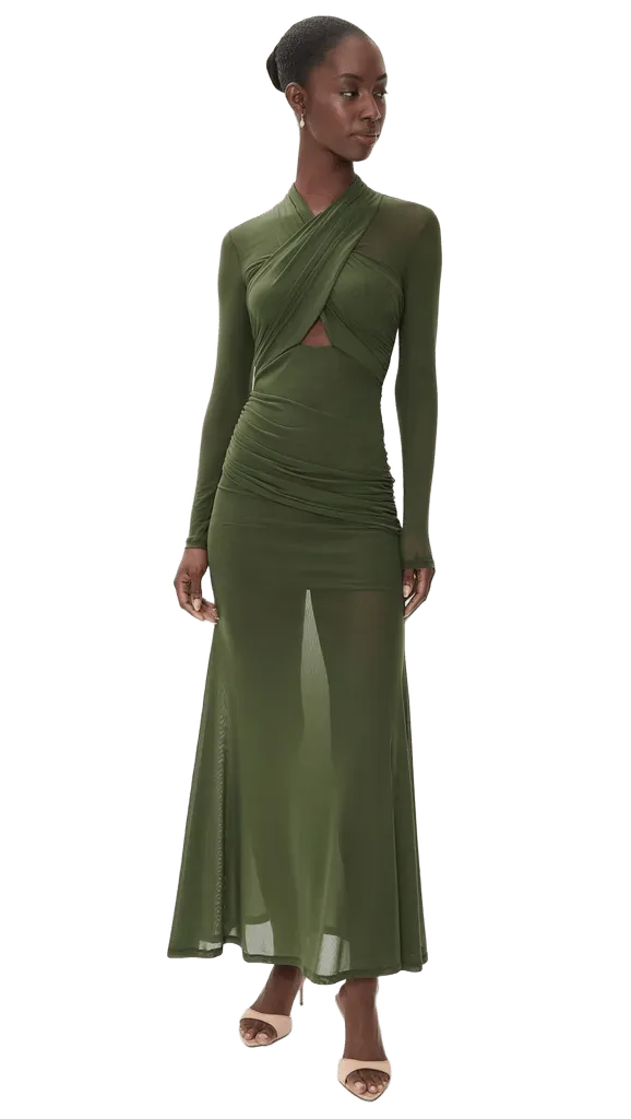 Veria Wrap Mesh Maxi Dress
