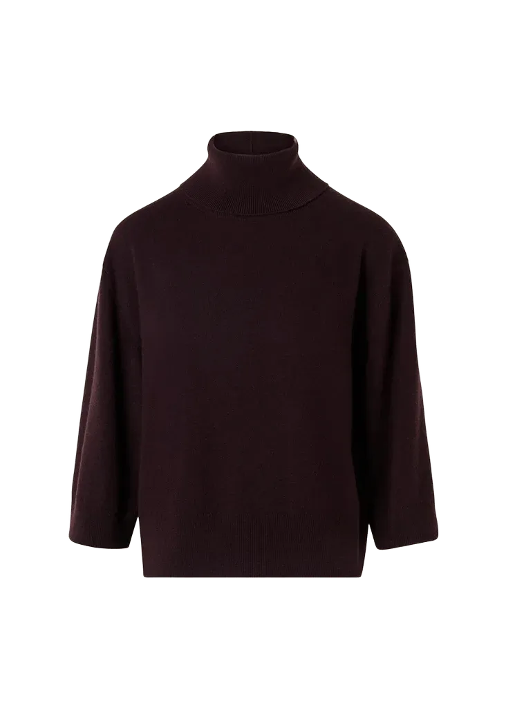 Akris Turtleneck Cashmere 3/4-Sleeve Sweater