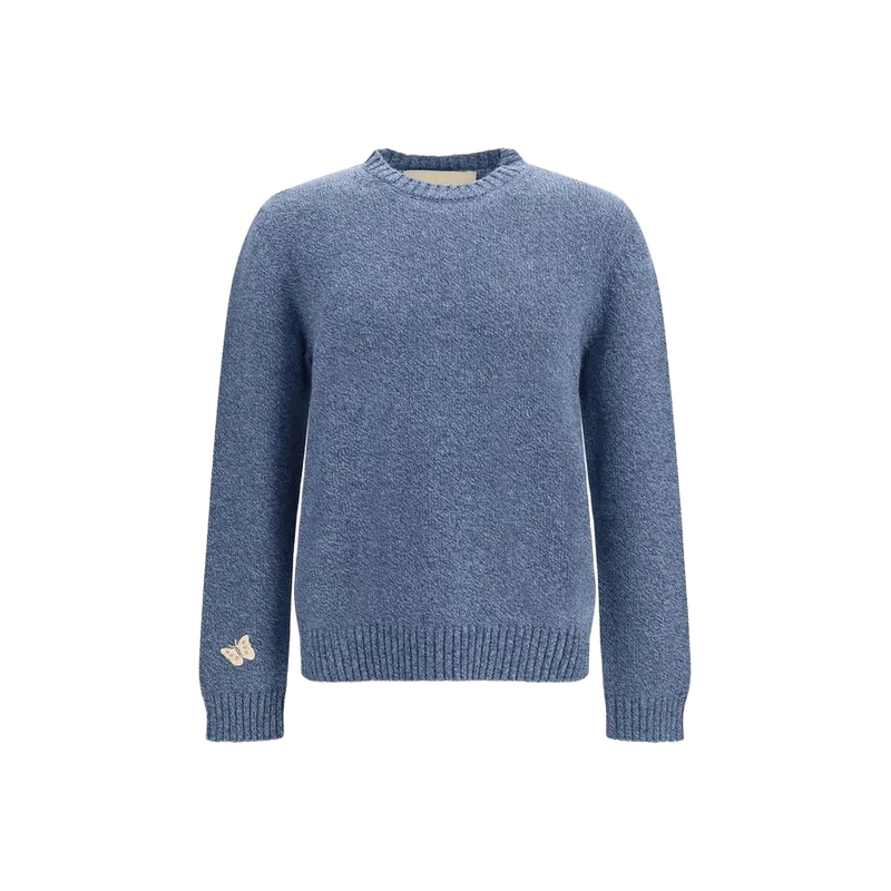 Valentino Garavani Butterfly-Embroidered Virgin Wool Sweater — Blue
