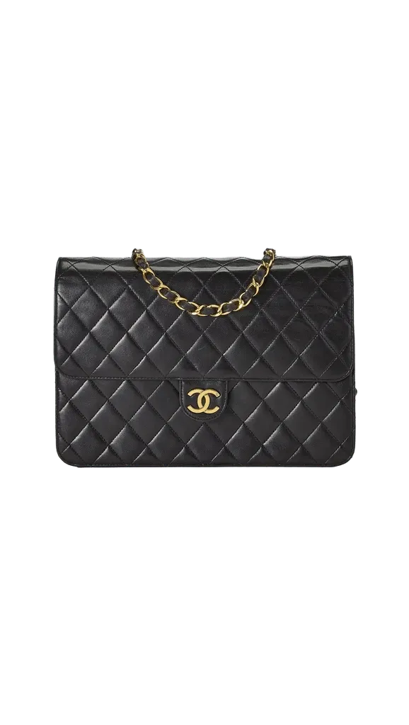 Chanel Black Lambskin Ex 10" Shoulder Bag