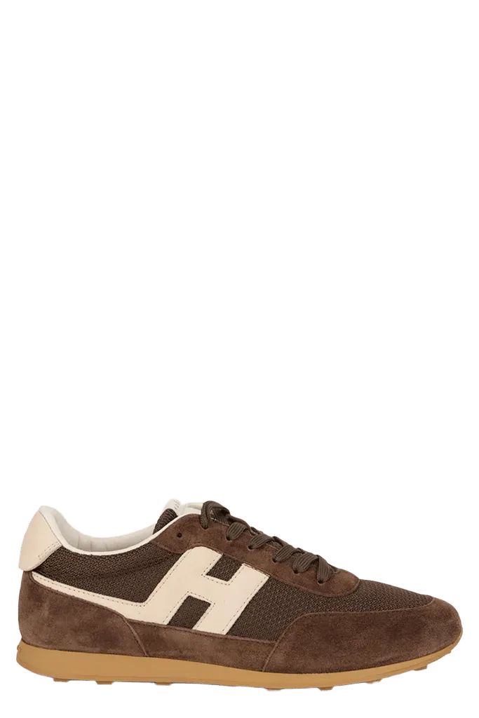 Hogan Suede & Mesh Low-Top Sneakers — Brown