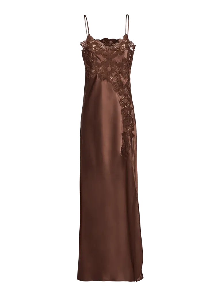 Women's Giadeite Silk and Lace Long Dress