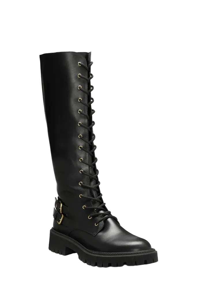 Valentina Buckled Tall Combat Boot