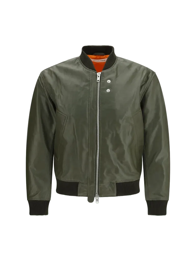Sunflower Aniline-Dyed Calf Leather Jacket — Green