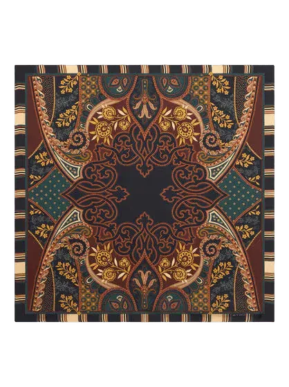 SILK TWILL SCARF WITH DAMASK MOTIF