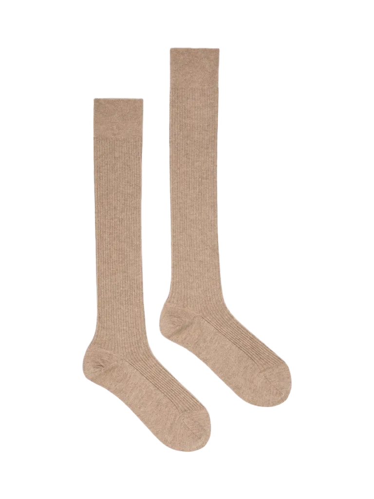 Ribbed cashmere socks - Beige
