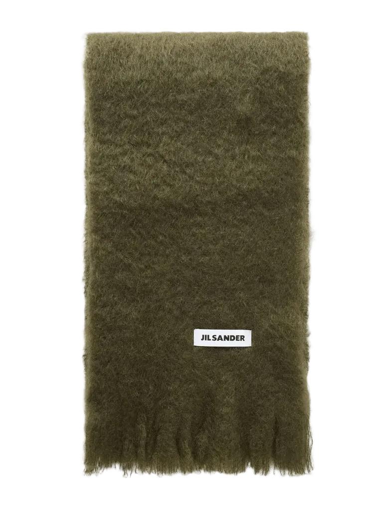 Fringed mohair and wool-bend scarf