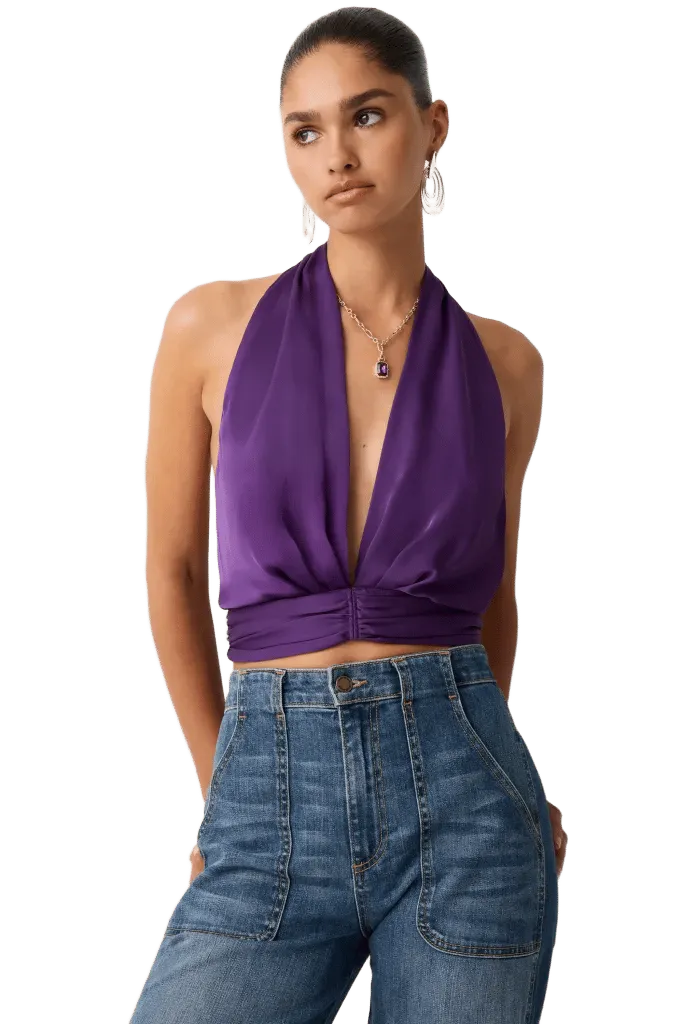 Alyson Plunging Halter Cropped Top
