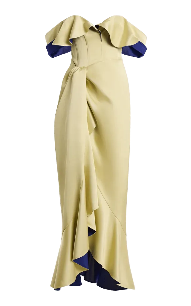 Flap Around the Edges Satin Midi Dress