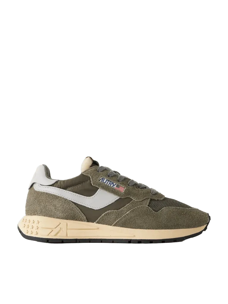 Reelwind Low leather and suede-trimmed mesh and shell sneakers