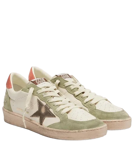 Ball Star suede-trimmed leather sneakers