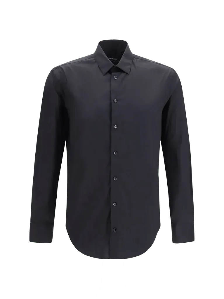 Giorgio Armani Slim-Fit Stretch Cotton Poplin Shirt — Black
