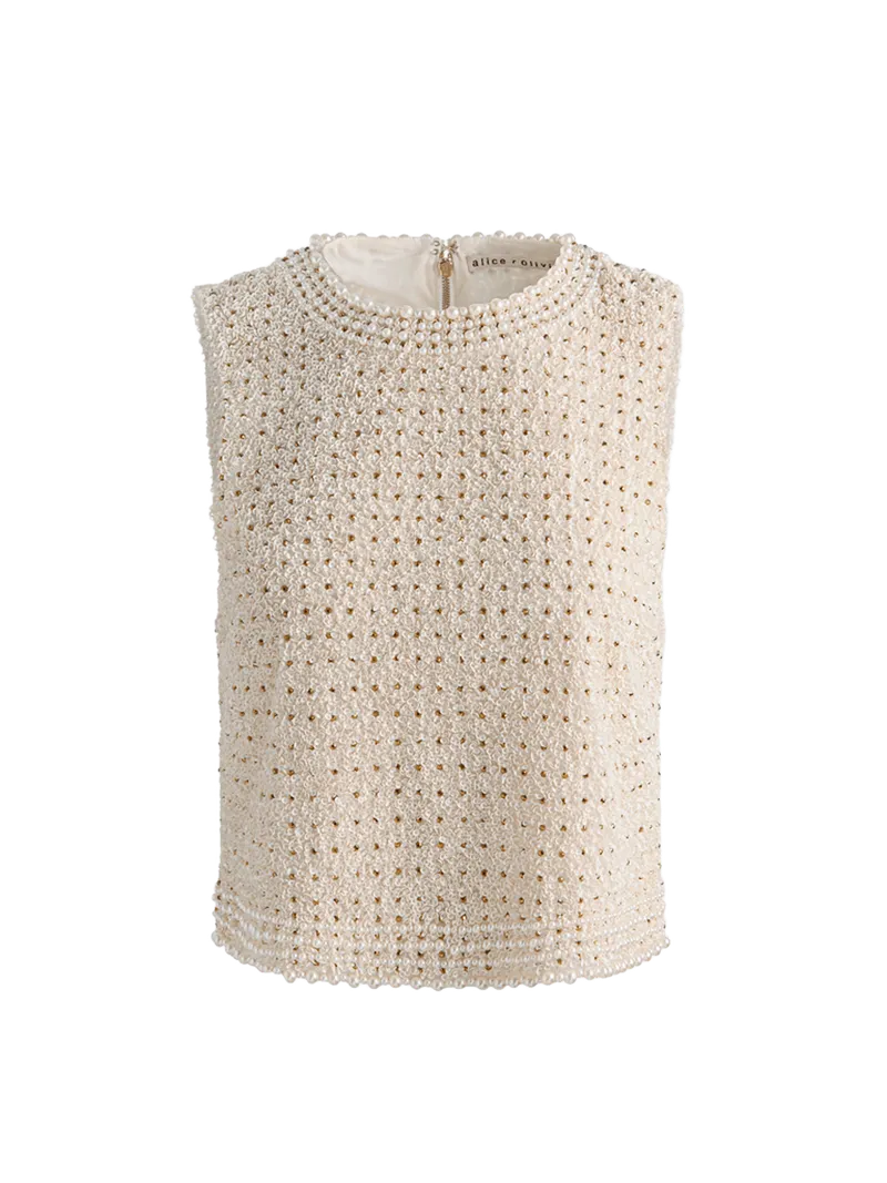 AMAL EMBELLISHED TANK - OFF WHITE/MULTI