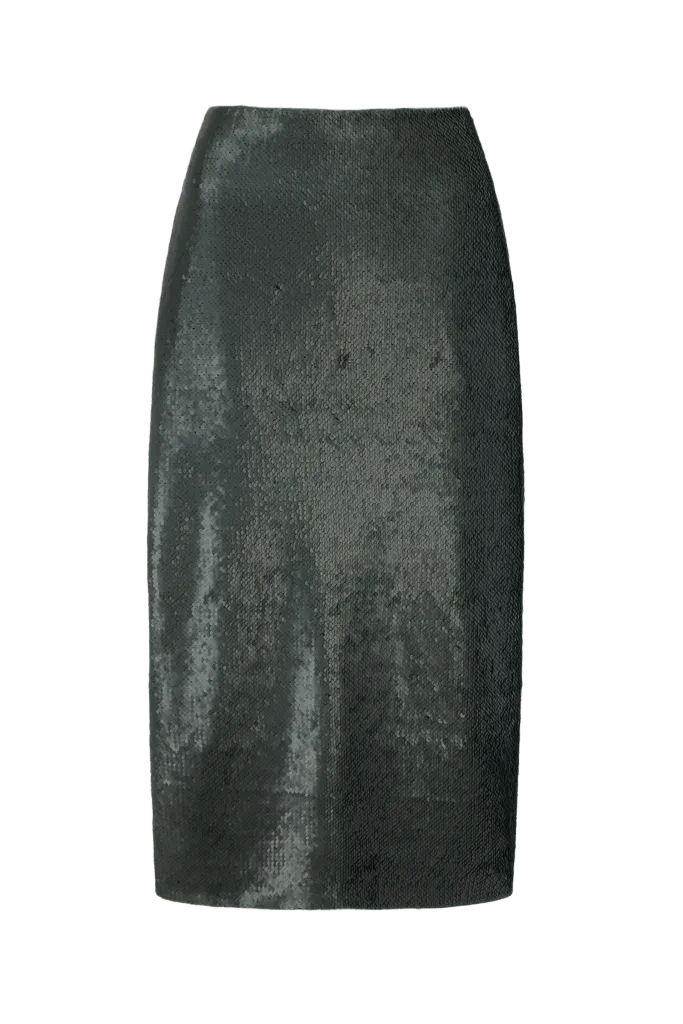 Bethan Skirt In Dark Green Sequin