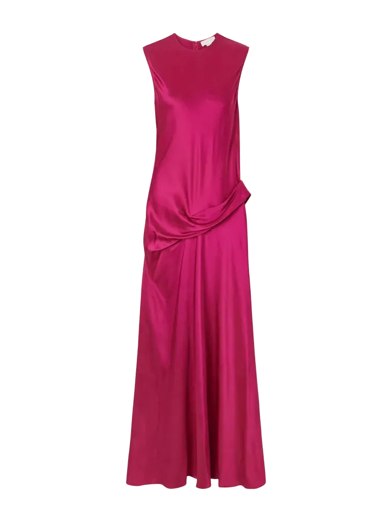 Draped satin gown