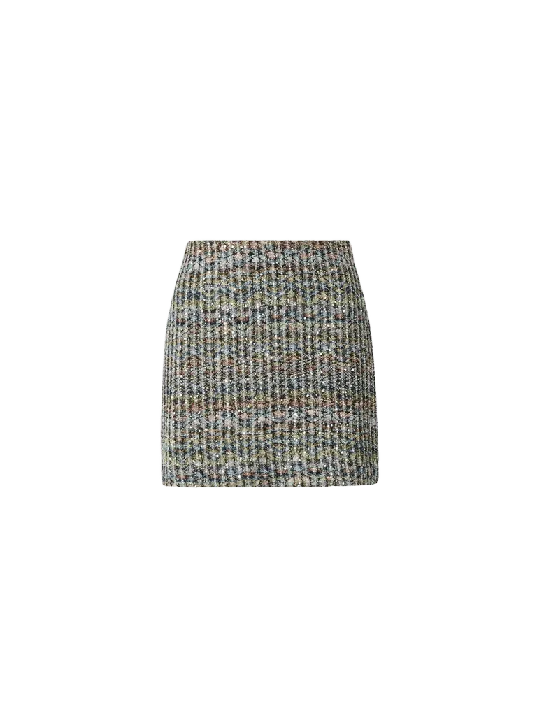 Chevron viscose-blend mini skirt with sequins