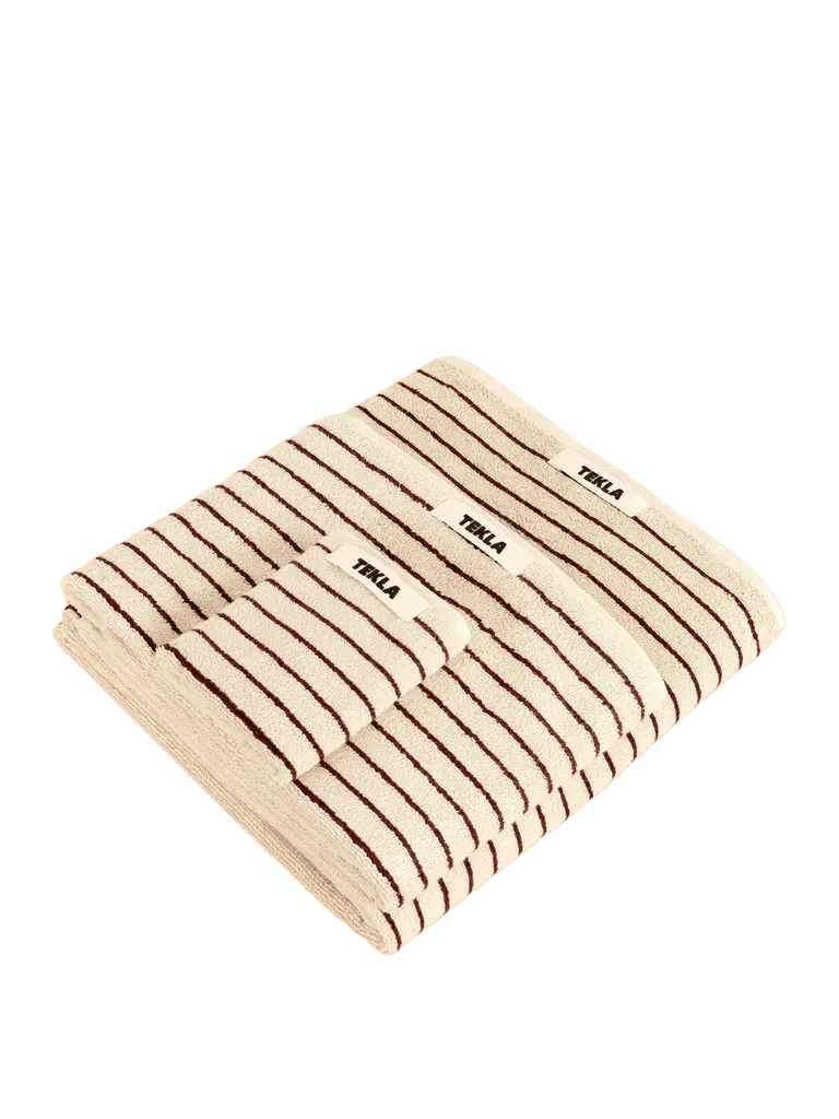 Set of three striped organic cotton-terry towels