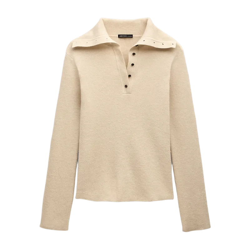 Fitted Funnel Neck Sweater - Ecru