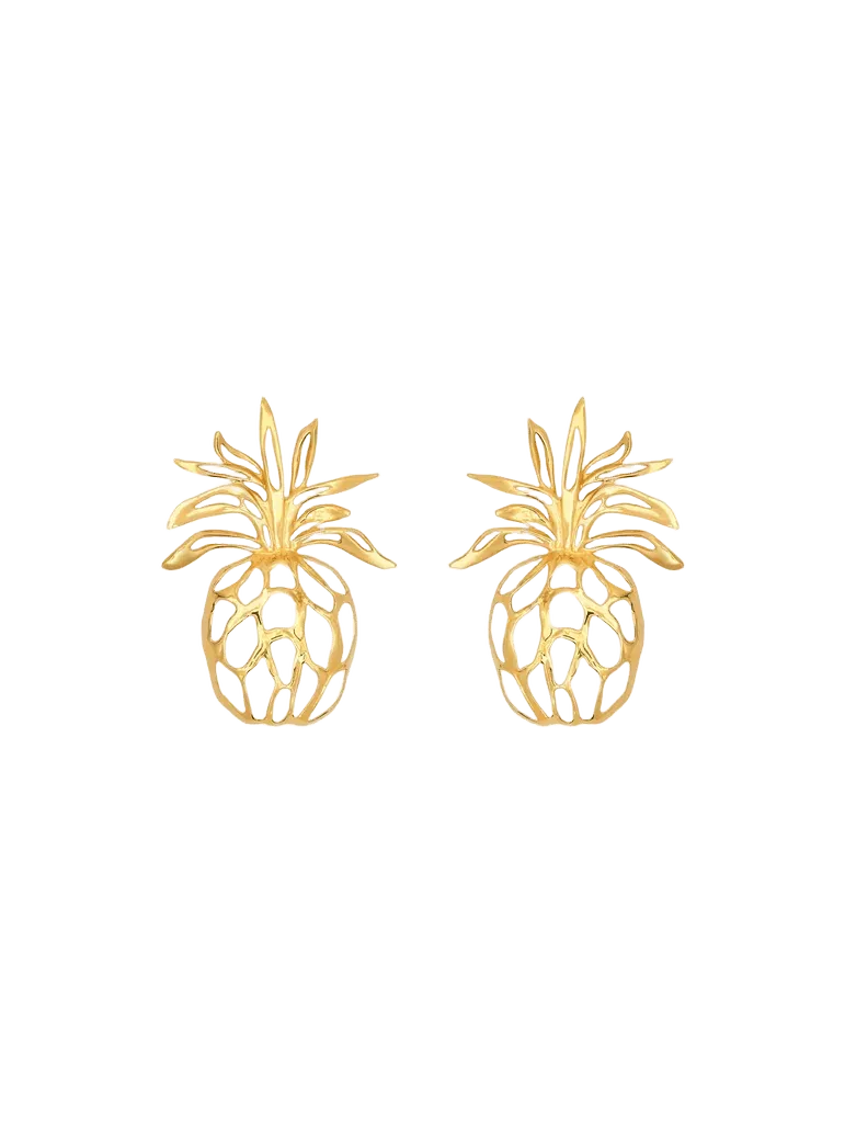 Openwork Pineapple Clip-On Earrings