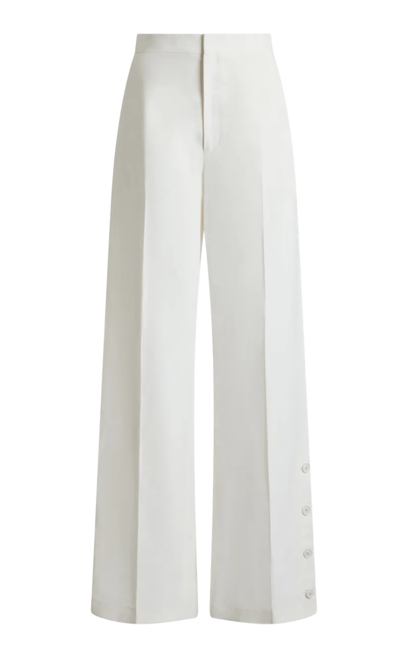 Conover Button-Detailed Straight-Leg Pants