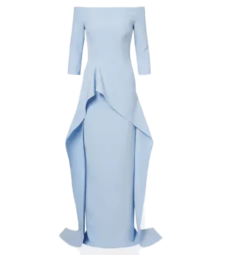 Zetta draped off-shoulder crêpe gown