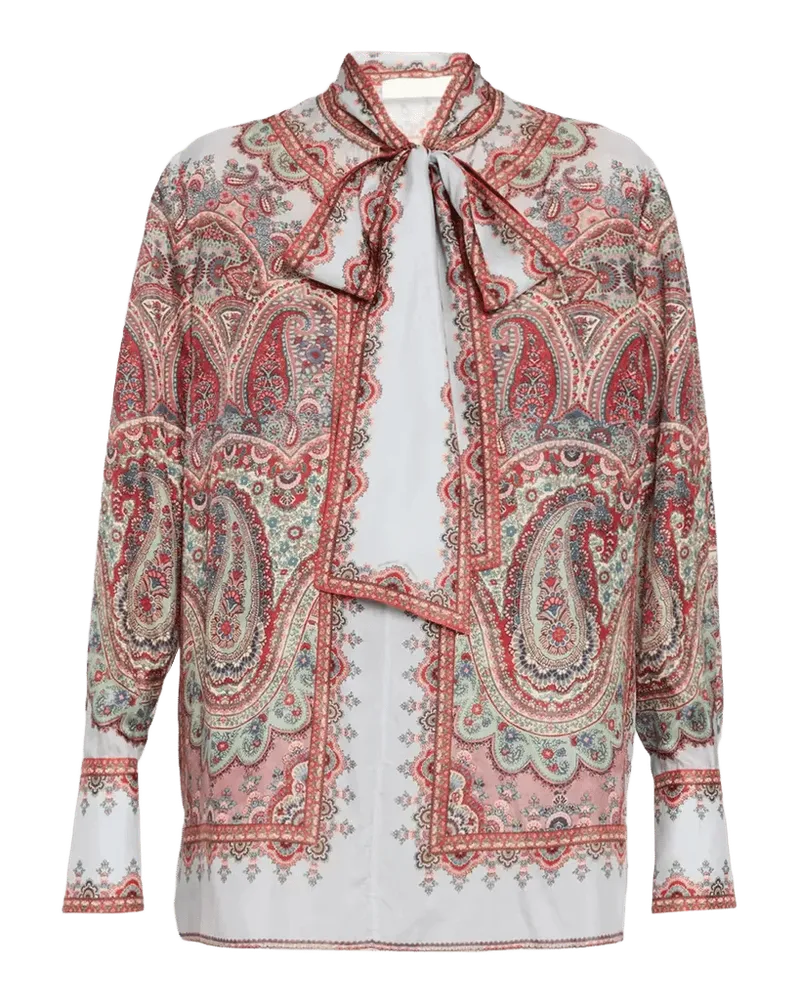 Fairlight Paisley Silk Tie-Neck Tunic Shirt