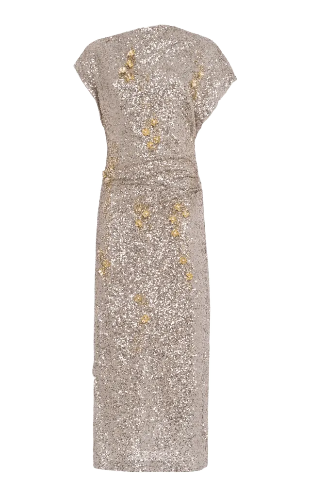 Asymmetrical Embellished Maxi Dress