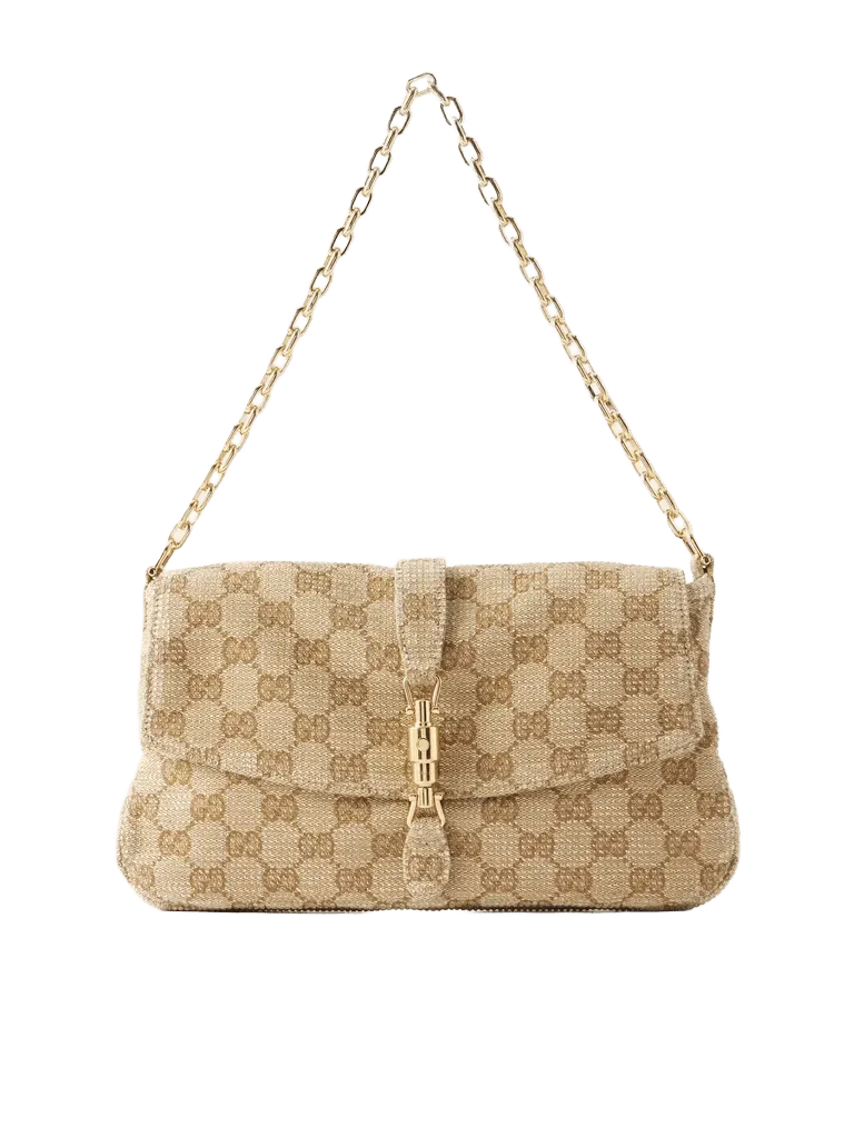 Gucci Aperitivo crystal-embellished canvas-jacquard shoulder bag - gold - One Size