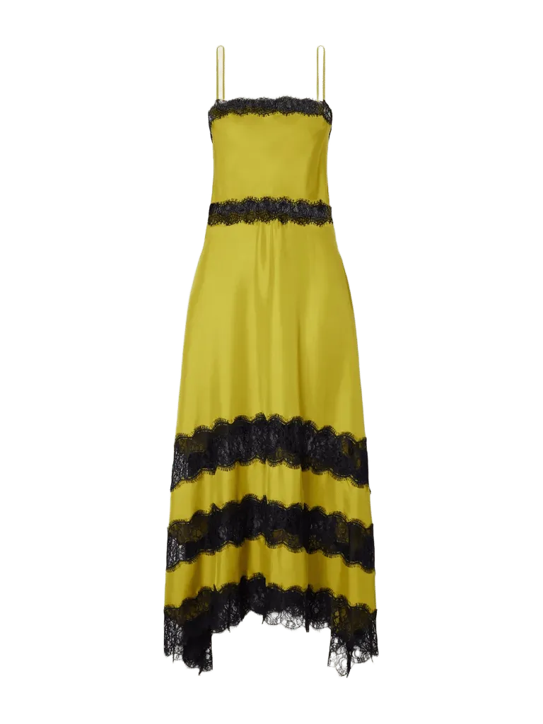 Coco lace-trimmed silk-satin midi dress