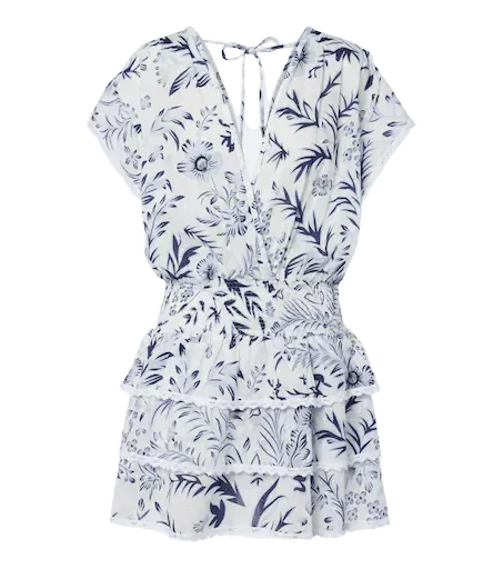 Jess floral crochet-trimmed tiered minidress